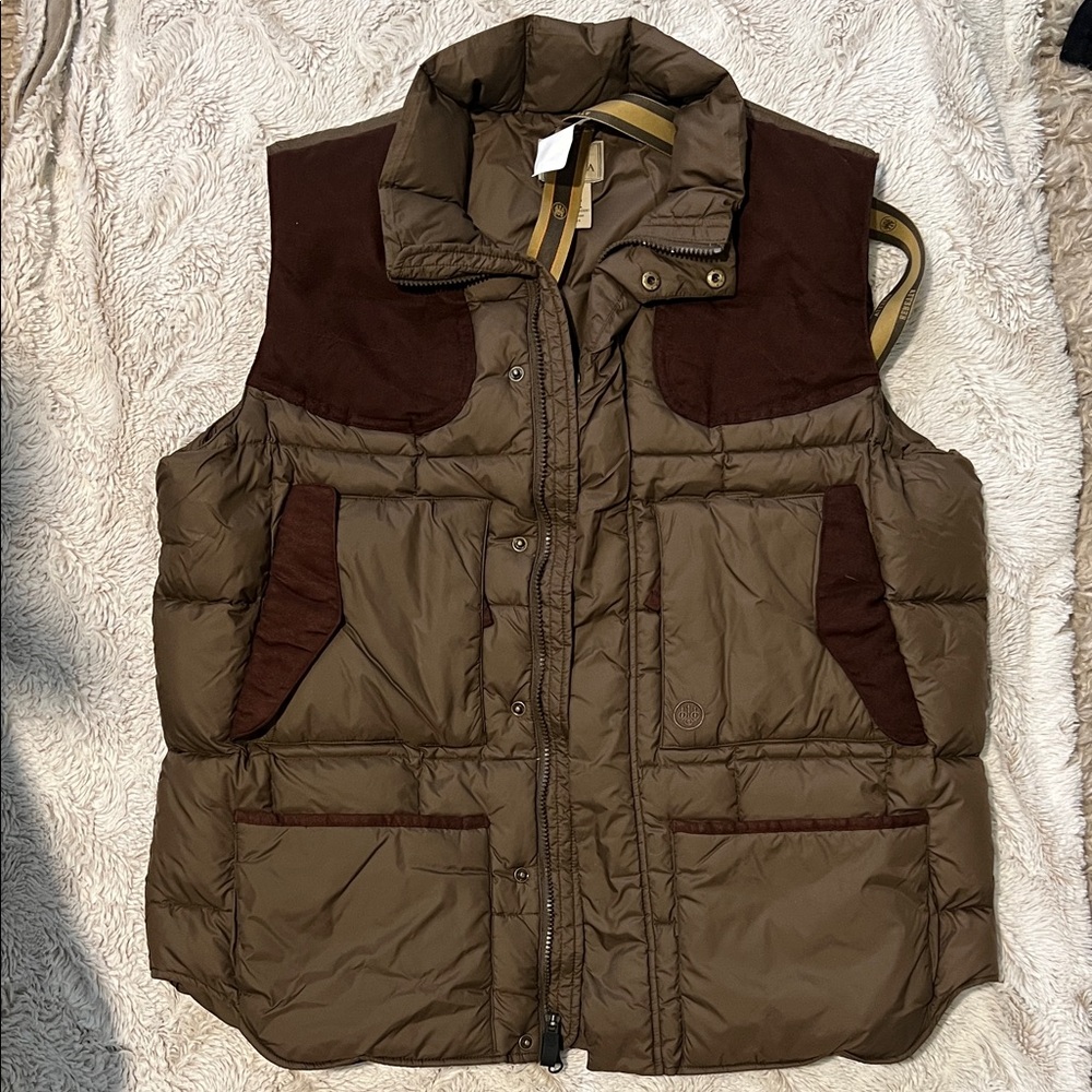 Men's Quilted Vest in Olive and Brown